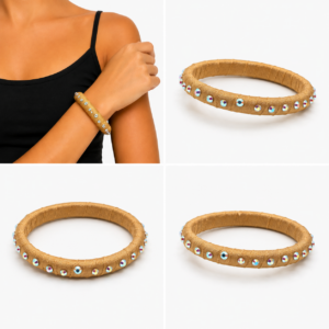 Bracciale rivestito in Lycra Nude con Strass AB