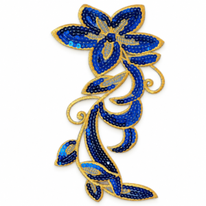 Applicazione Blu Royal e Oro Ricamata con Paillettes DA77 12,5×31 cm